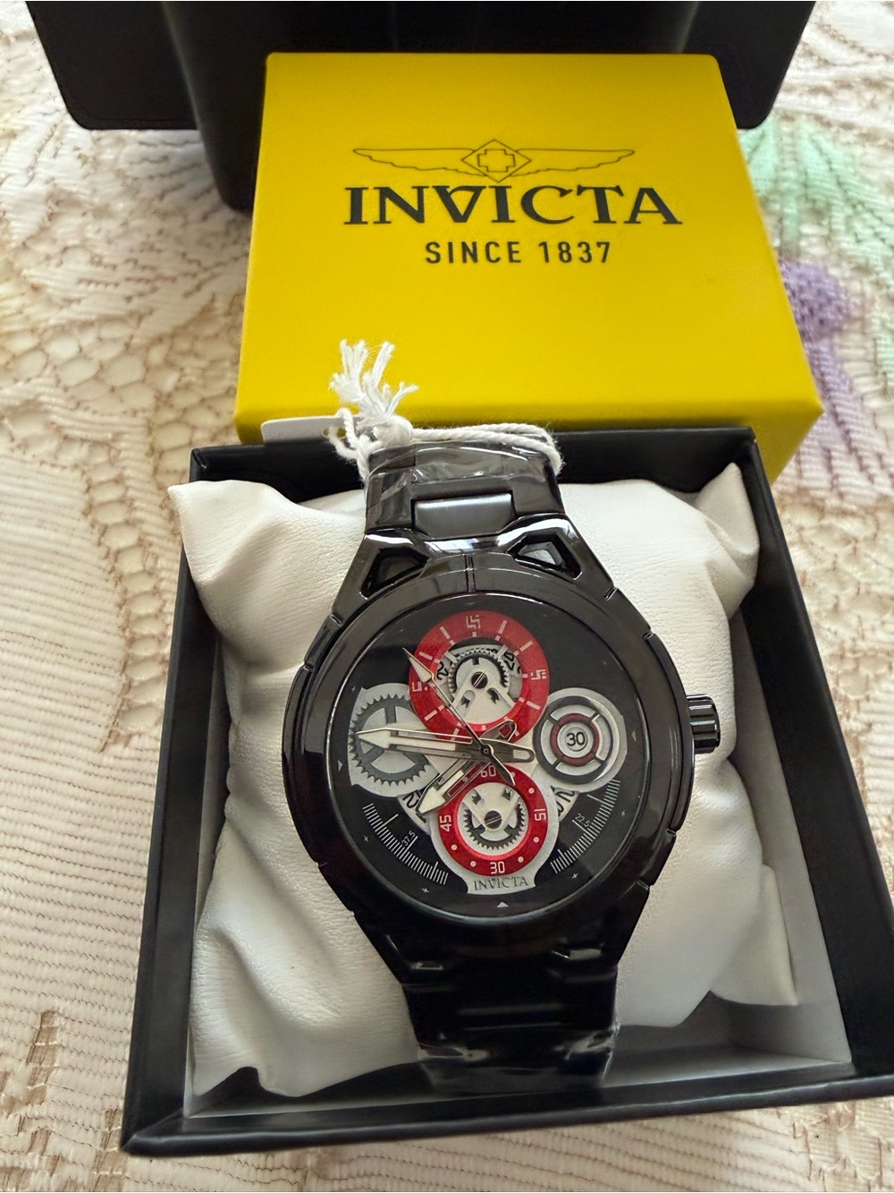 Invicta Men's S1 Rally NIB Black Watch with Red Dial Accents Watch - Bonus Box